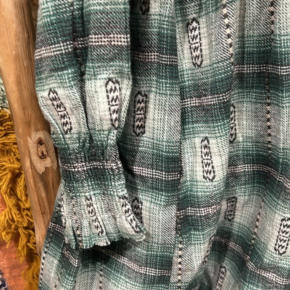 NWOT Free People Redwood Flannel Mini Dress Babydoll Ruffled Plaid Z405 - Picture 5 of 5